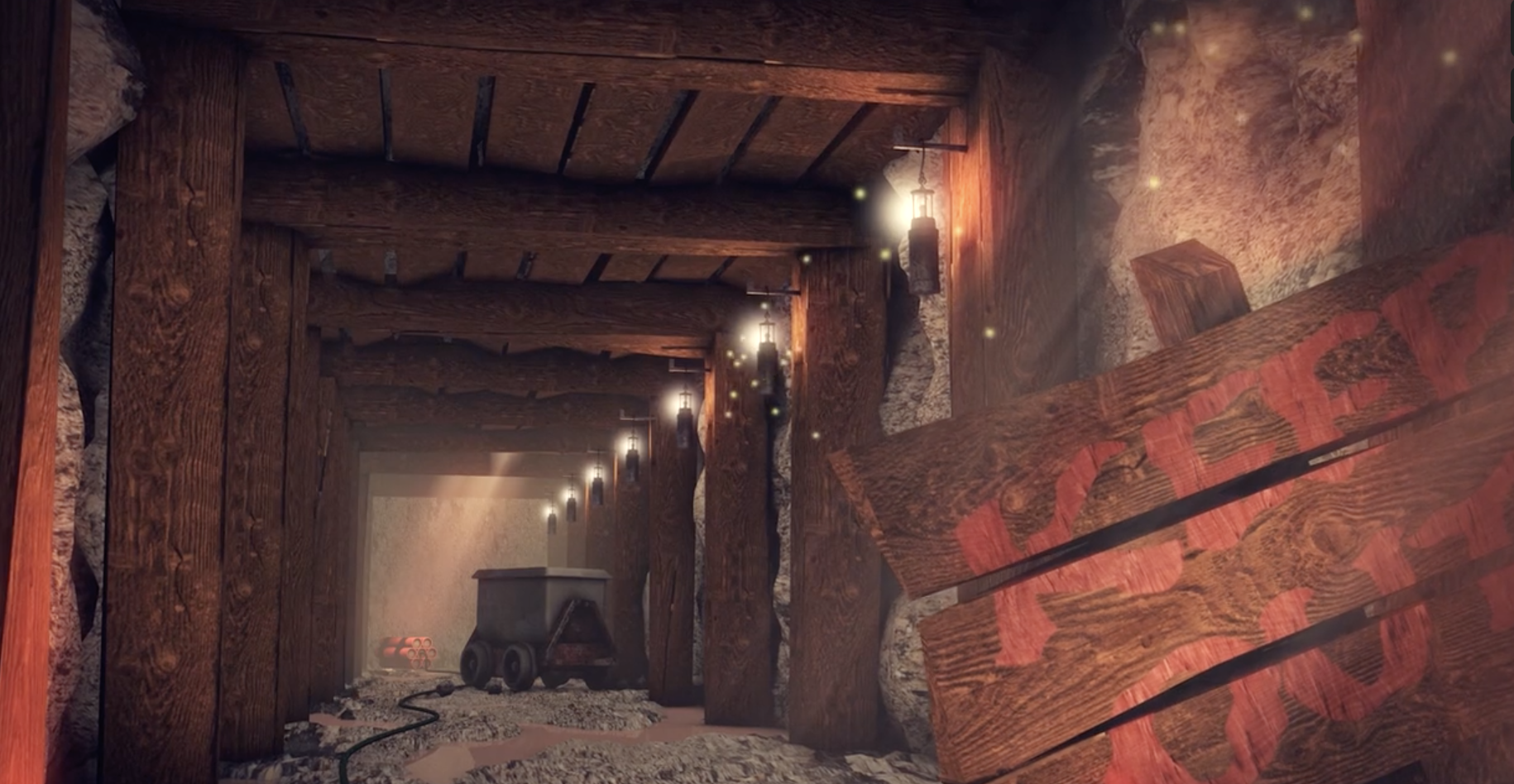 3D rendered mine shaft