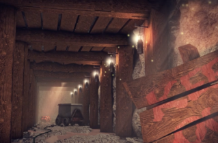 3D rendered mine shaft