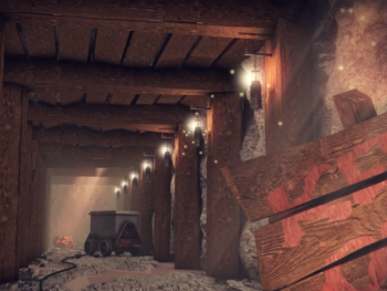3D rendered mine shaft